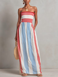 Imani | Strapless Maxi Dress in Crinkled Cotton Blend