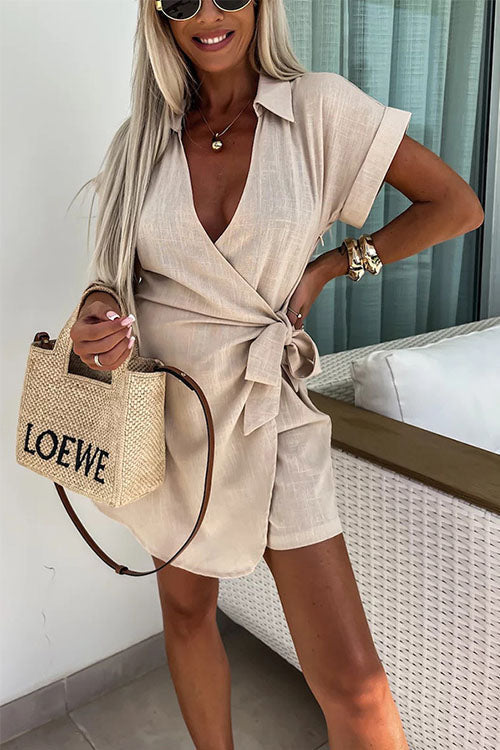 Saskia | Casual Linen Jumpsuit with Lapel