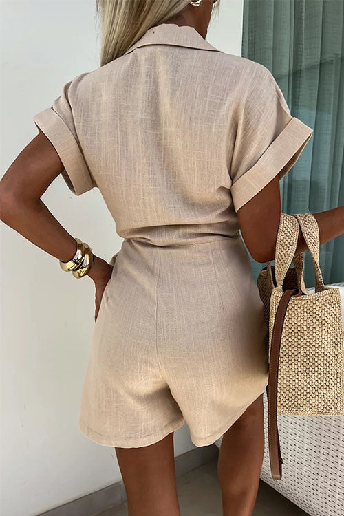Saskia | Casual Linen Jumpsuit with Lapel