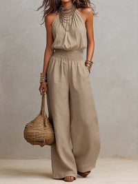 VALERIA | Halter Neck Wide-Leg Jumpsuit