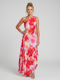 Taya | One Shoulder Pleated Bodice Midi Dress