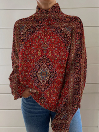 Grace | Ornate Vintage-Print Turtleneck Pullover