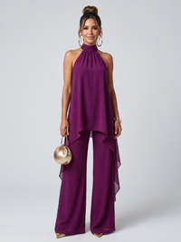Zareen | Asymmetric Tunic Top Wide Leg Pants Set