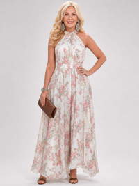 Guinevere™ Floral Print Flowing Skirt Midi Dress
