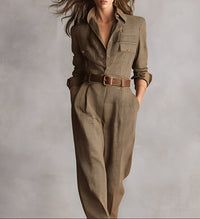 CÉLIA | Plaid Belted Jumpsuit