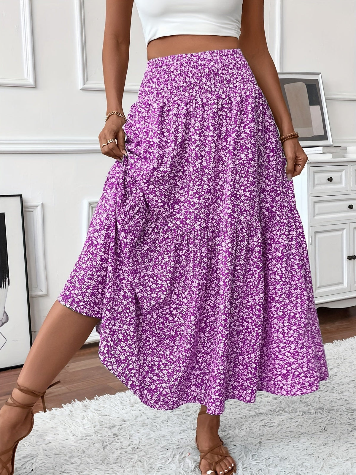 Elowen | Ditsy Floral Midi Skirt – Wells & Rose