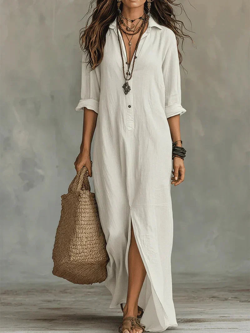 Céline Black Maxi Dress with Volume and Buttons