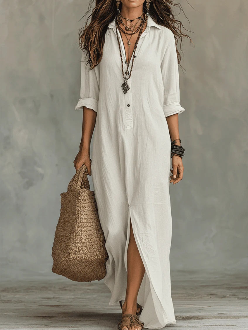 Maya | Black Button-Front Maxi Dress