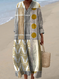 Maya | Patchwork Linen-Look Maxi Dress