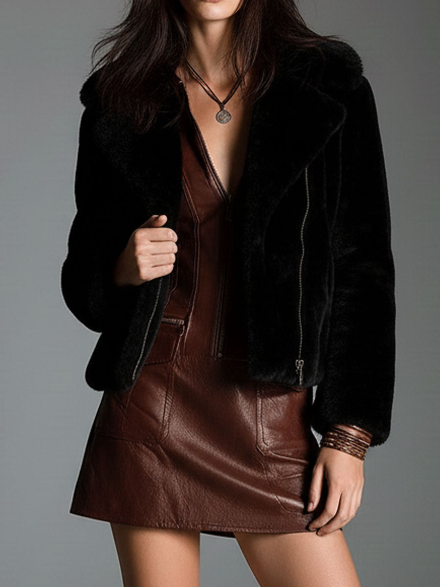 Aaliyah | Eco Leather Zip-Front Mini Dress