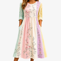 Pastel Garden Panel Pocket Midi Dress