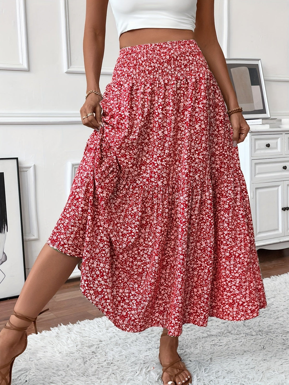 Elowen | Ditsy Floral Midi Skirt – Wells & Rose