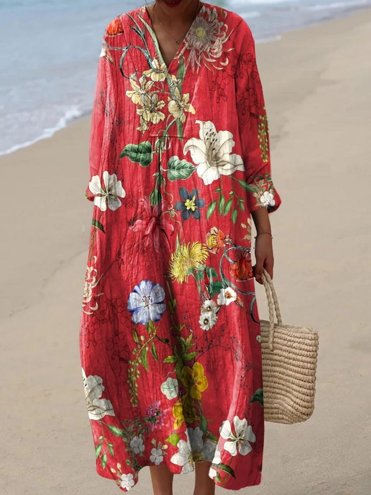Naomi | Linen-Look Boho Maxi Dress