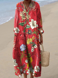Naomi | Linen-Look Boho Maxi Dress