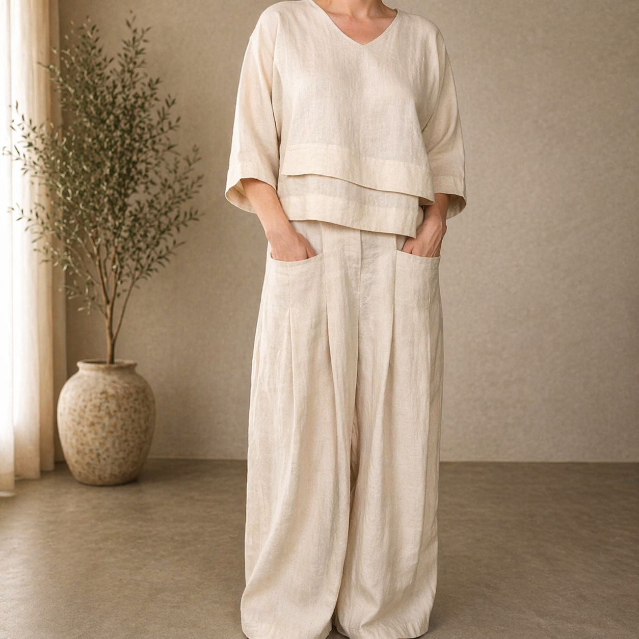 Clara | Wide Minimalist Two-Piece Set