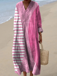 Marisol | Boho Maxi Dress, Color-Block Stripe