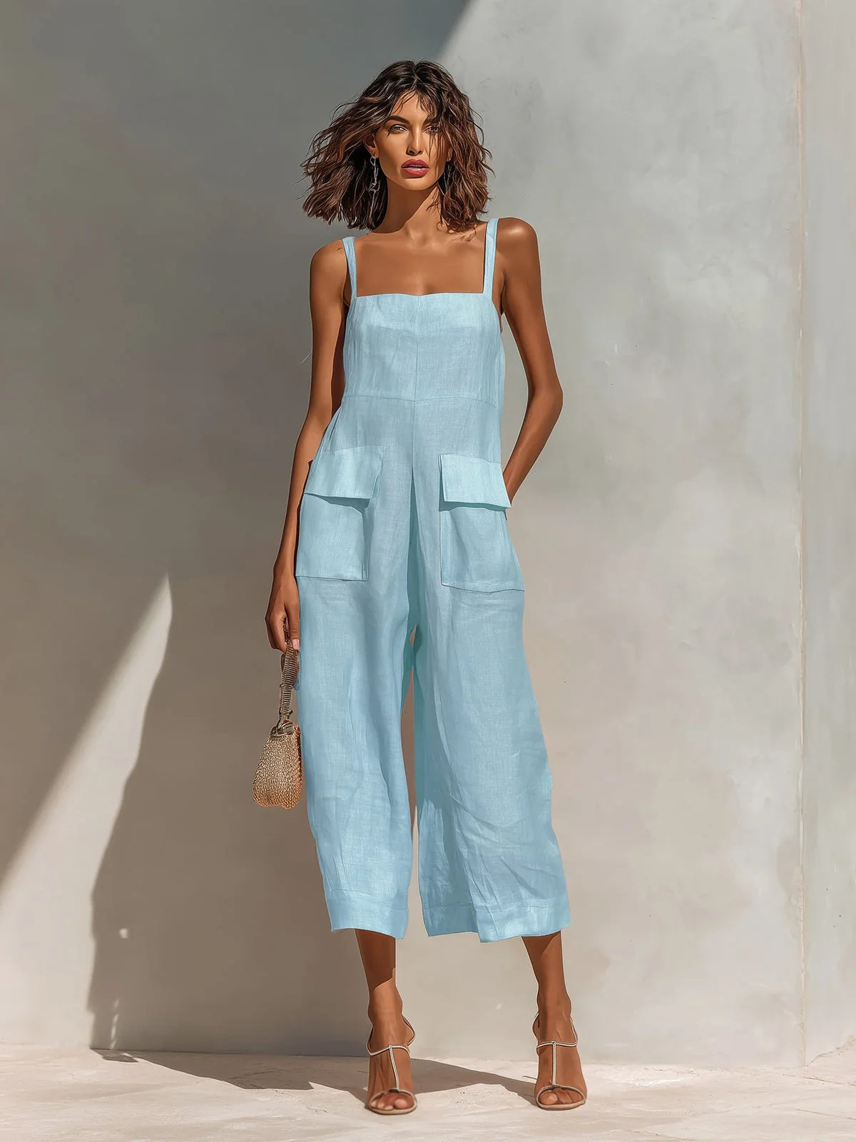 Simone | Linen-Cotton Wide-Leg Jumpsuit