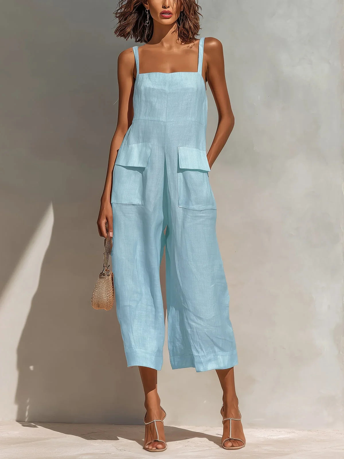 Simone | Linen-Cotton Wide-Leg Jumpsuit