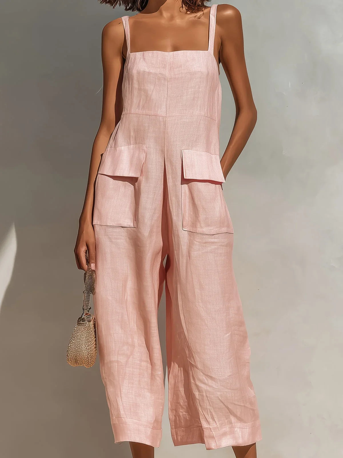 Simone | Linen-Cotton Wide-Leg Jumpsuit