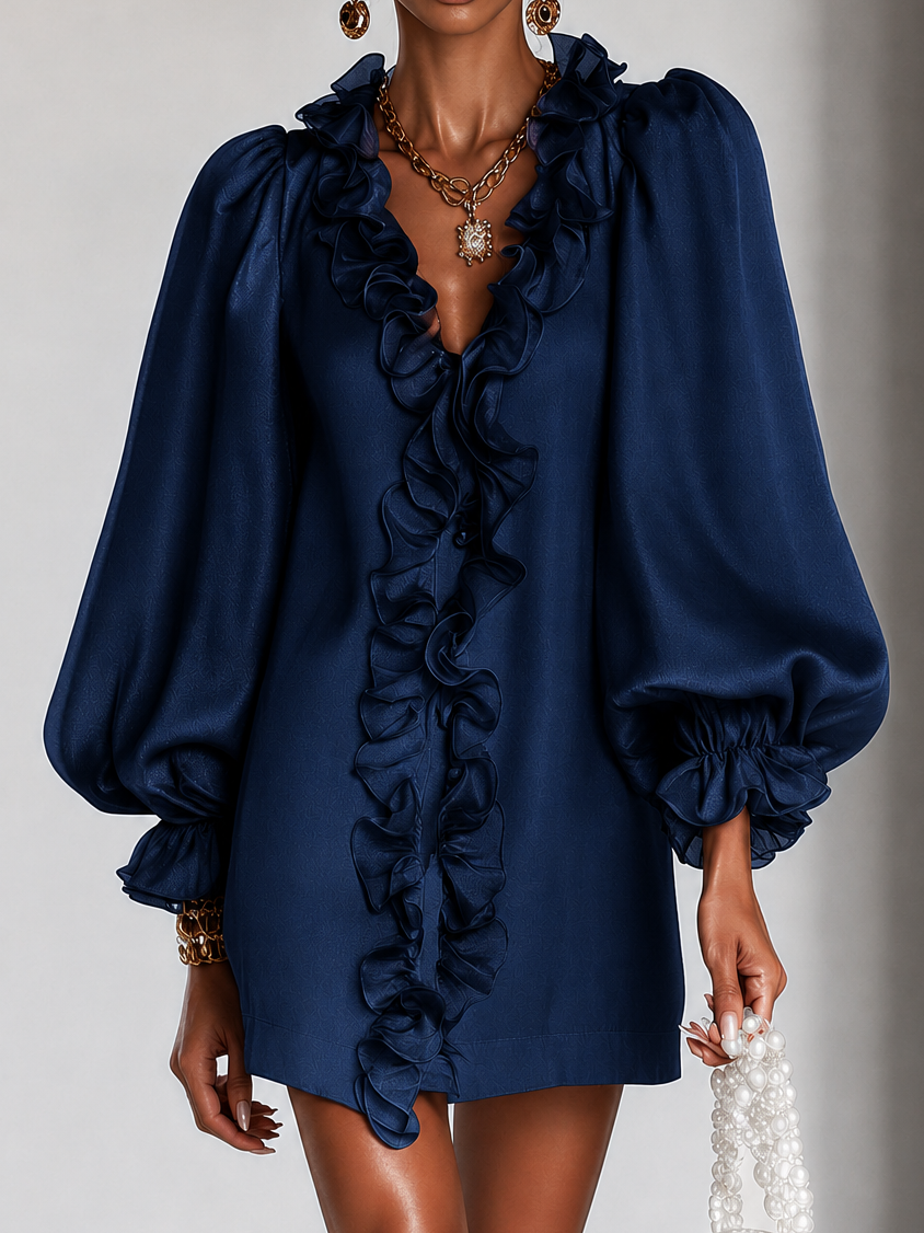 Ottilie | Ruffled Puff-Sleeve Mini Dress