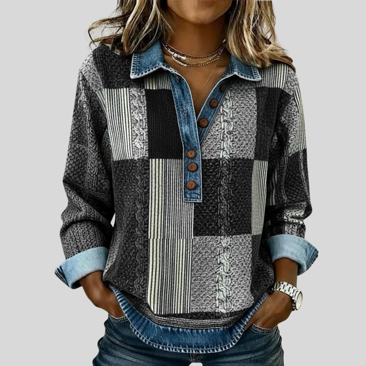 Meridell | Colorblock Print Sweatshirt – Wells & Rose
