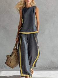 Elisa | Fluid Two-Piece Set with Contrast Details