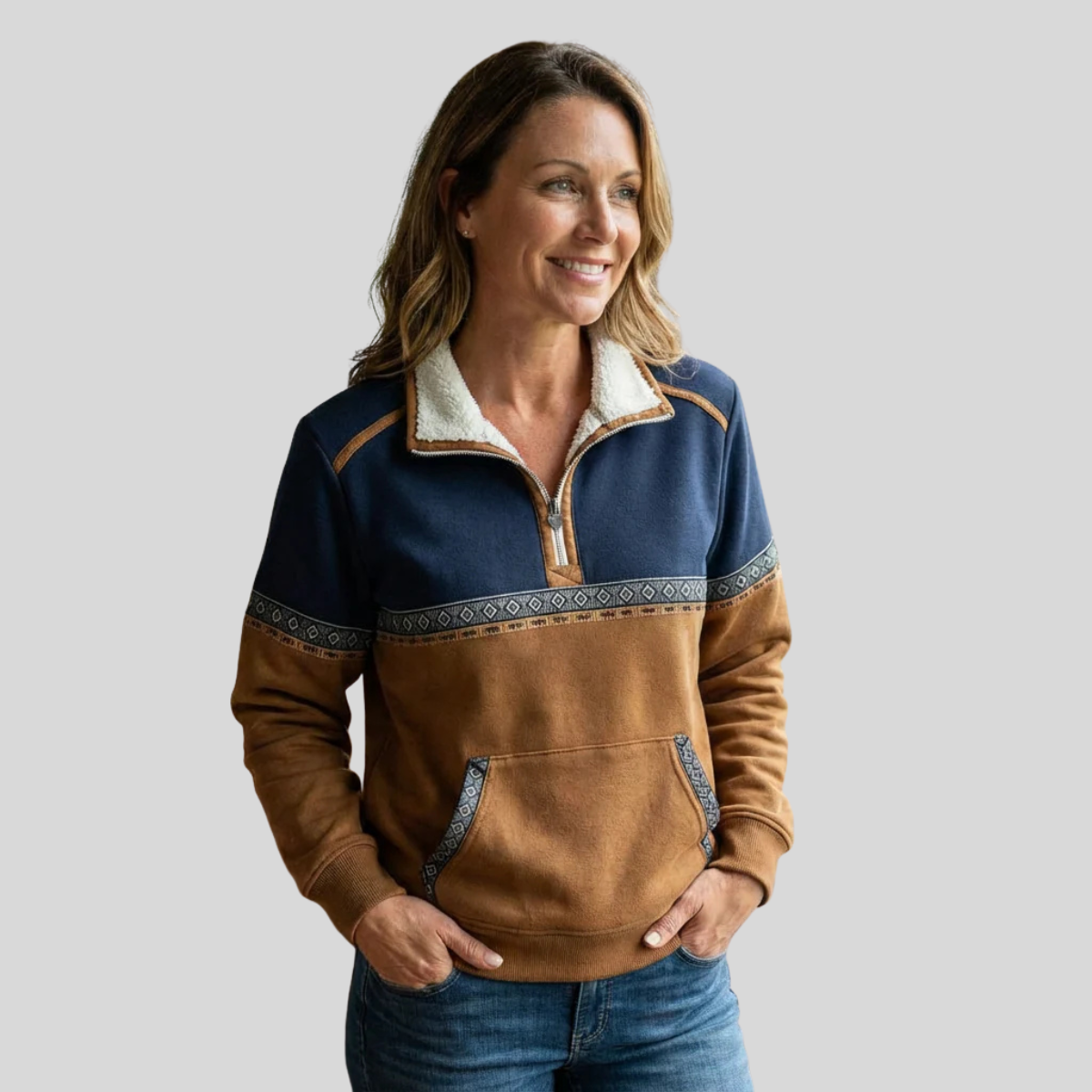 Alvette | Plush Collar Half-Zip Pullover – Wells & Rose
