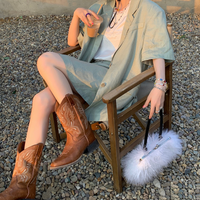 Genevieve - Embroidered Mid-Calf Boots