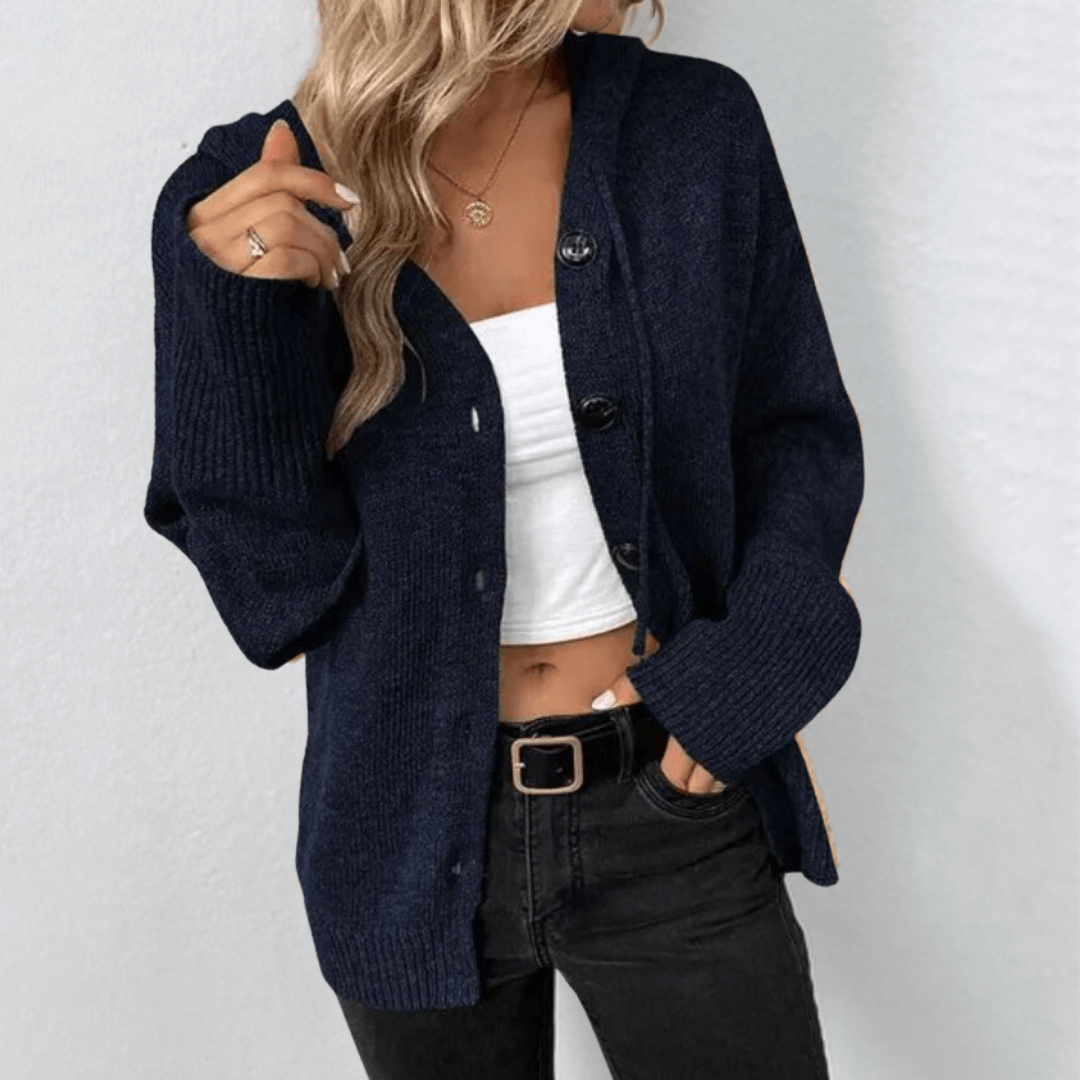 Knitted Warm Cardigan with Buttons for Women