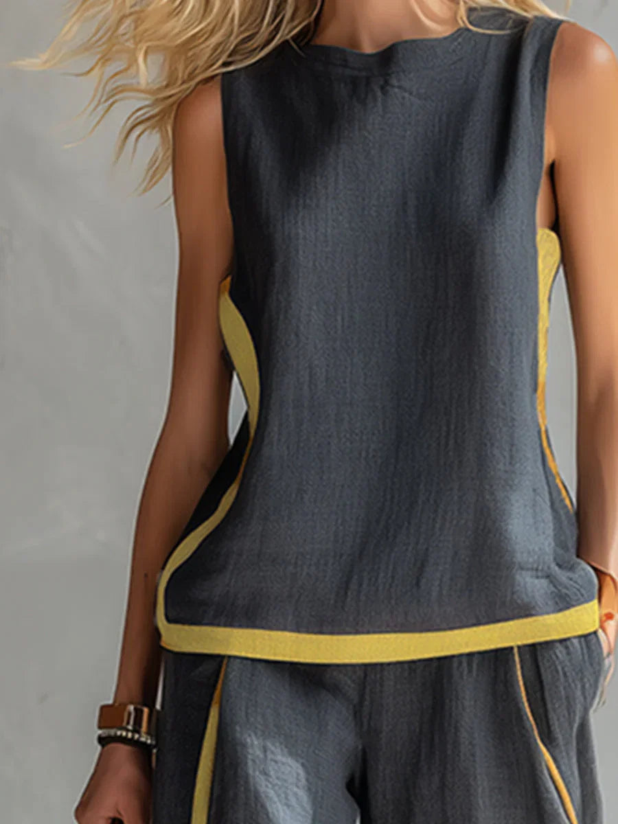 Elisa | Fluid Two-Piece Set with Contrast Details