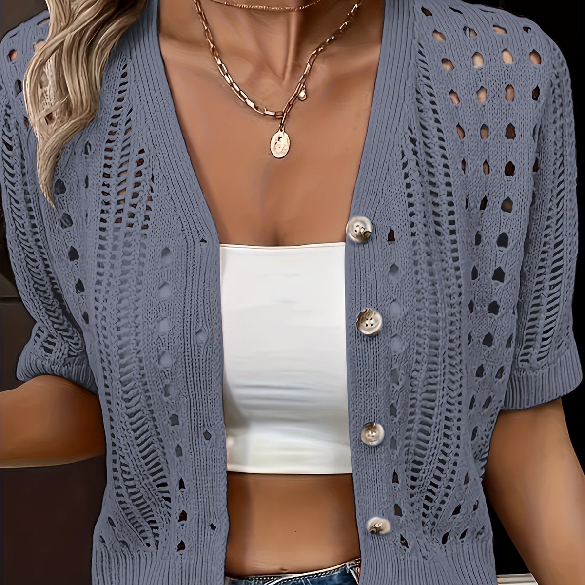 Elena | Openwork Knit Cardigan – Wells & Rose