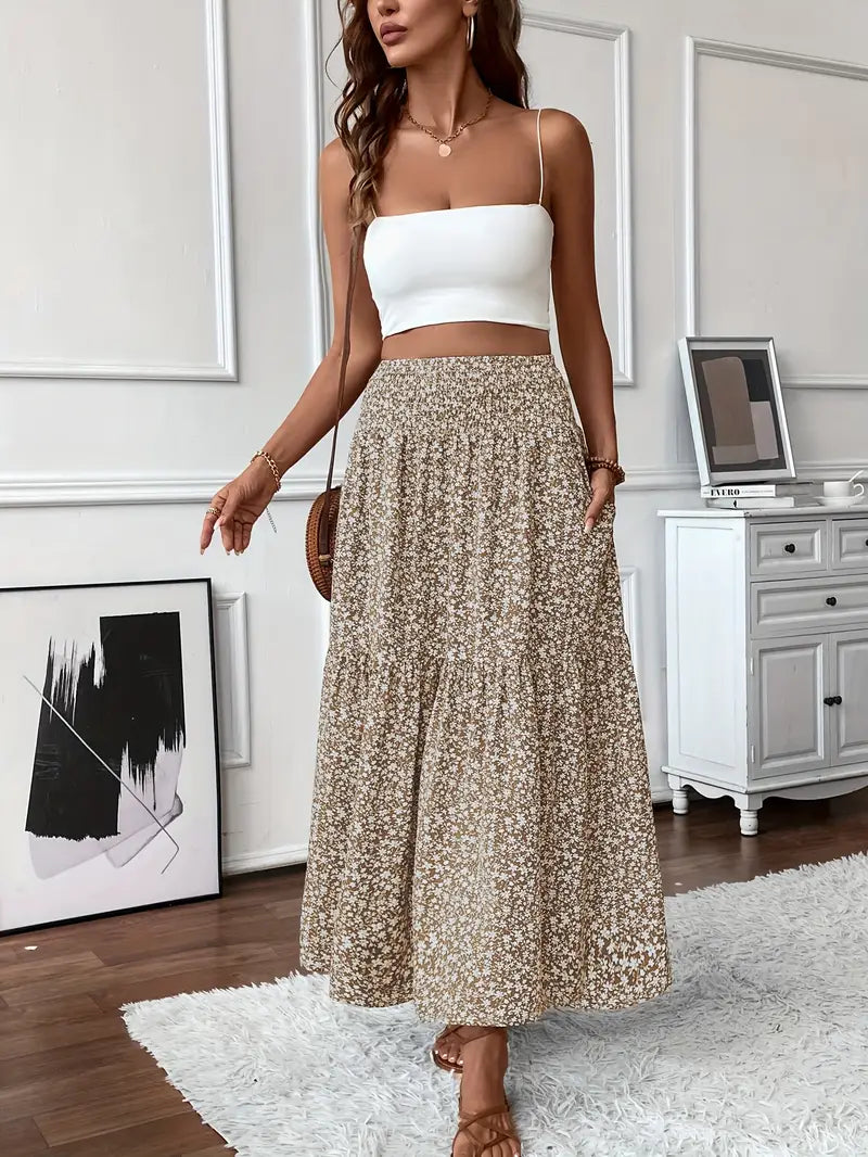 Elowen | Ditsy Floral Midi Skirt – Wells & Rose