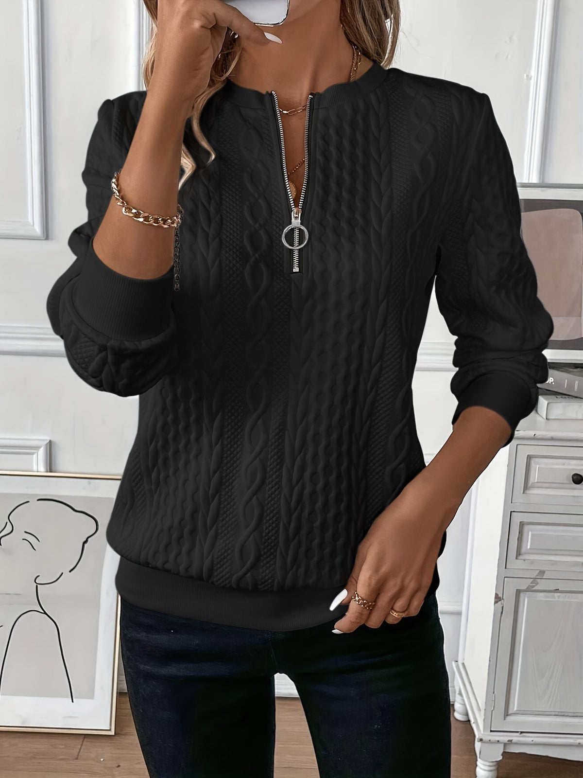Amy | Zip Collar Sweater – Wells & Rose