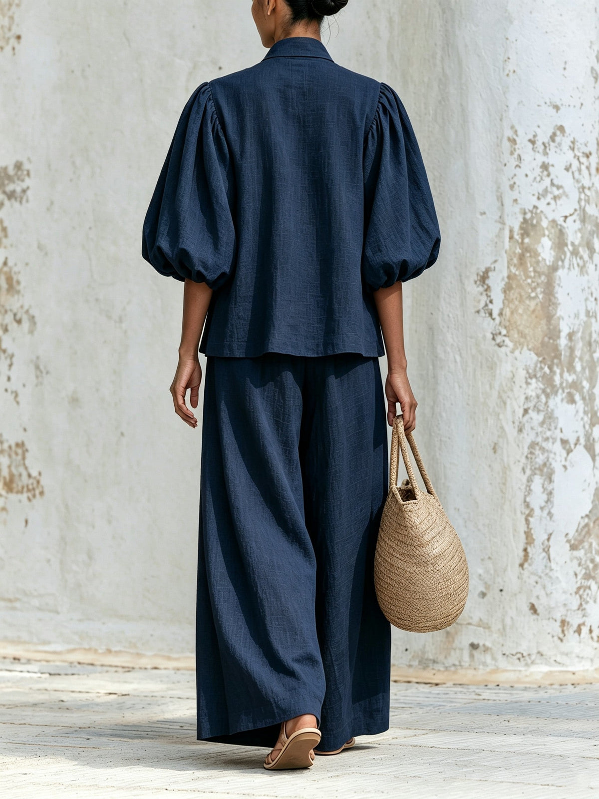 DELPHINE | Bow-Neck Top and Pants Set – Wells & Rose