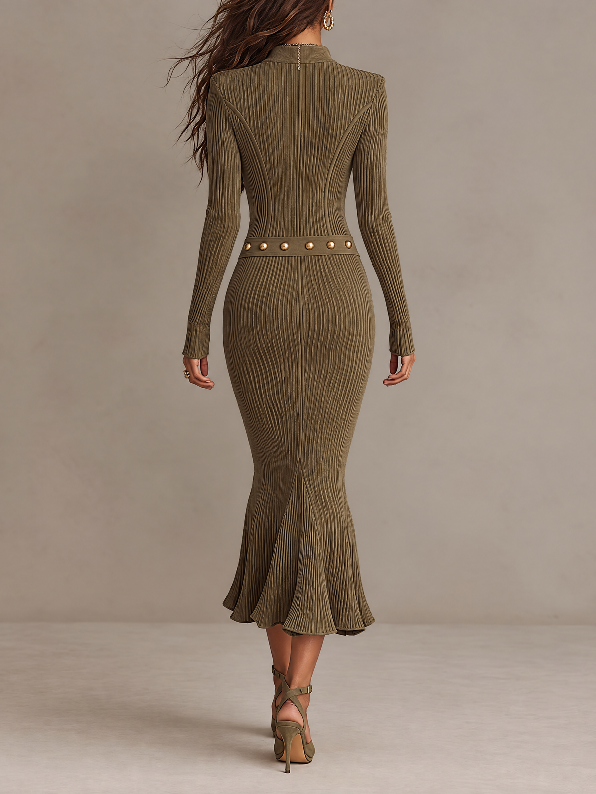MARTA | Ribbed Midi Dress with Belt