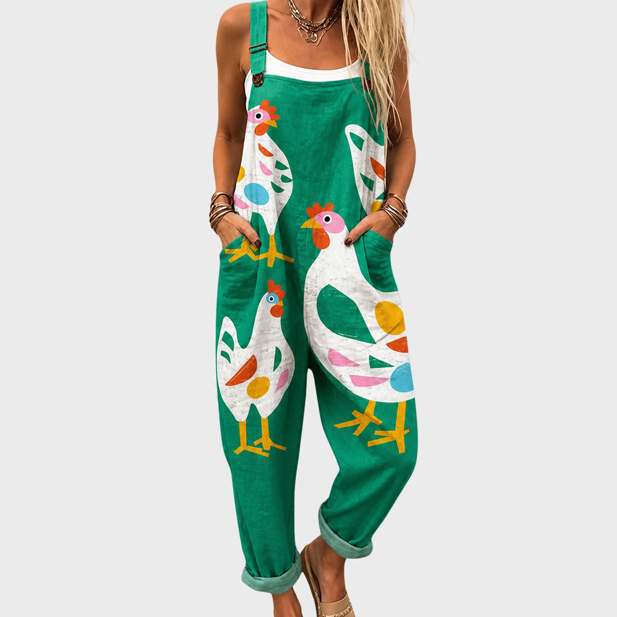 Comfortable Printed Overalls