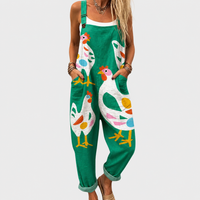 Comfortable Printed Overalls