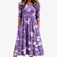 Lavender Bloom Comfort Pocket Midi Dress
