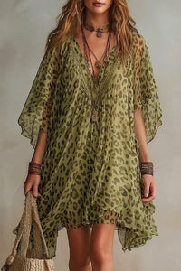 Harper | Chiffon Dress with Leopard Print