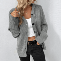 Knitted Warm Cardigan with Buttons for Women