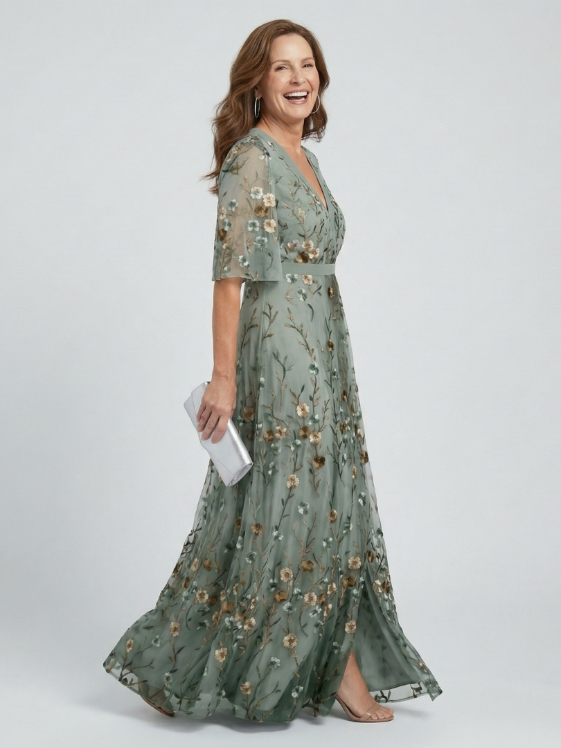 Selora | Floral Flutter Sleeve Maxi Dress