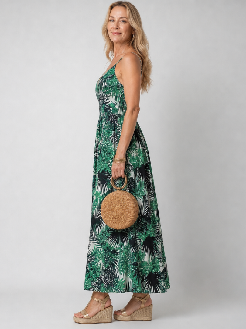 Gisèle | Floral Midi Dress with V-Neck