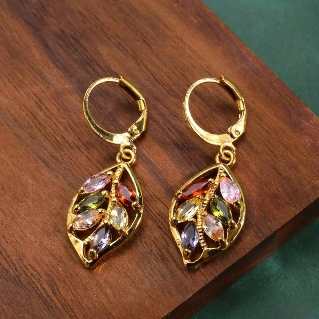Asunción - Multicolored Vintage Gold Leaf Earrings