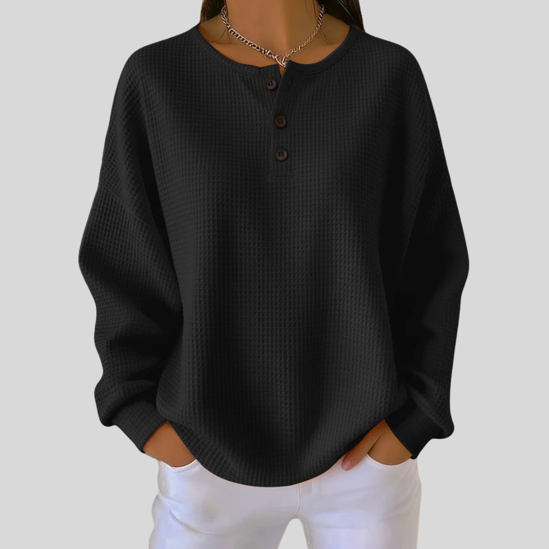 Nessa | Casual Henley Sweatshirt – Wells & Rose