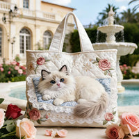 Rose Garden Kitten | Handmade Quilted Tote
