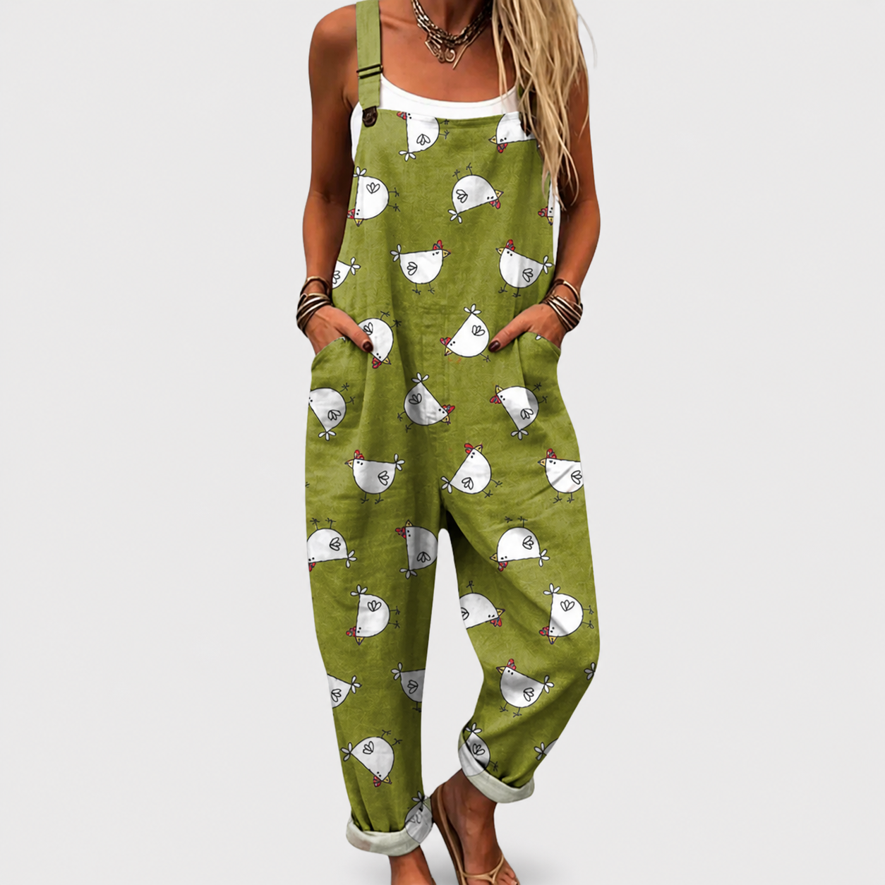 Comfortable Printed Overalls