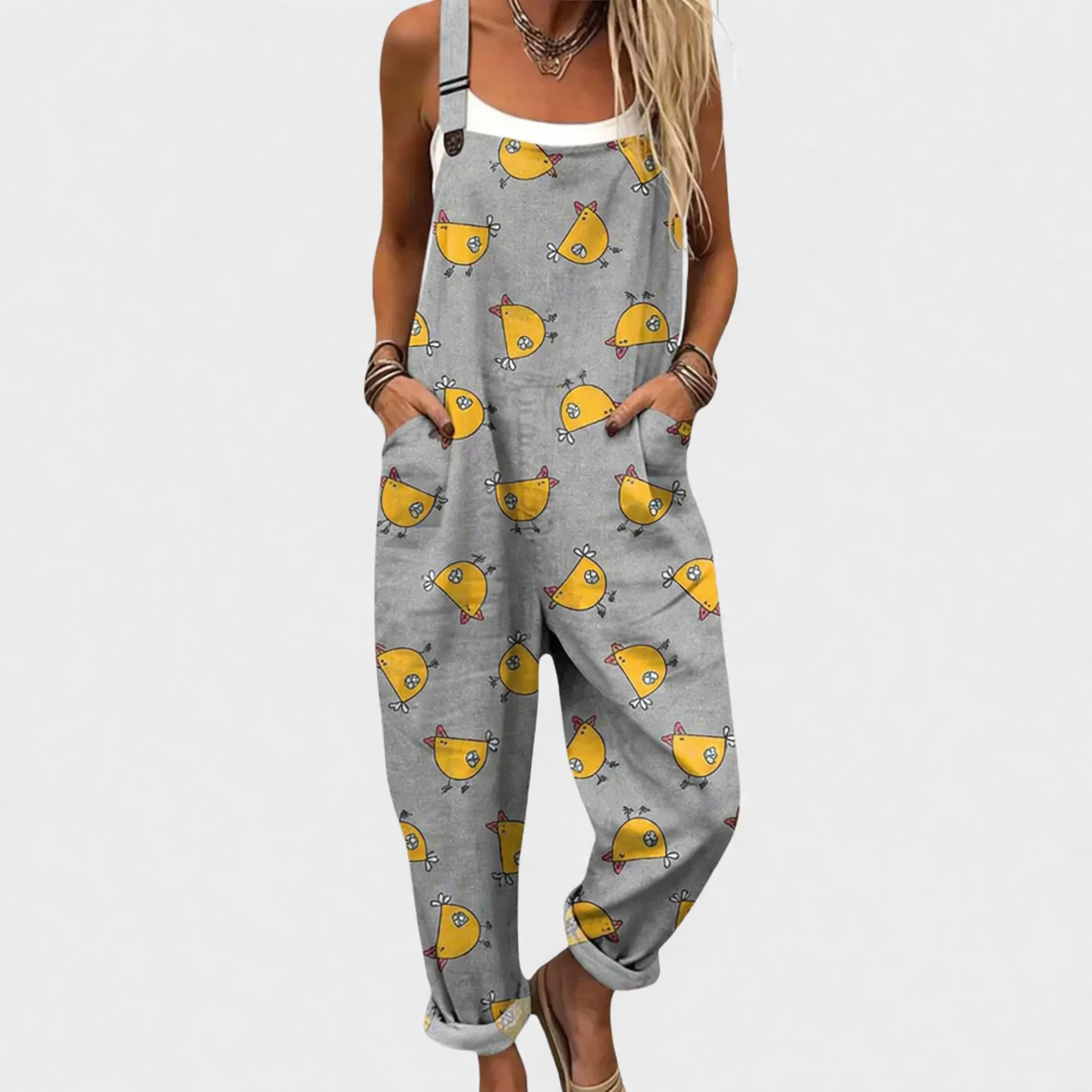 Comfortable Printed Overalls