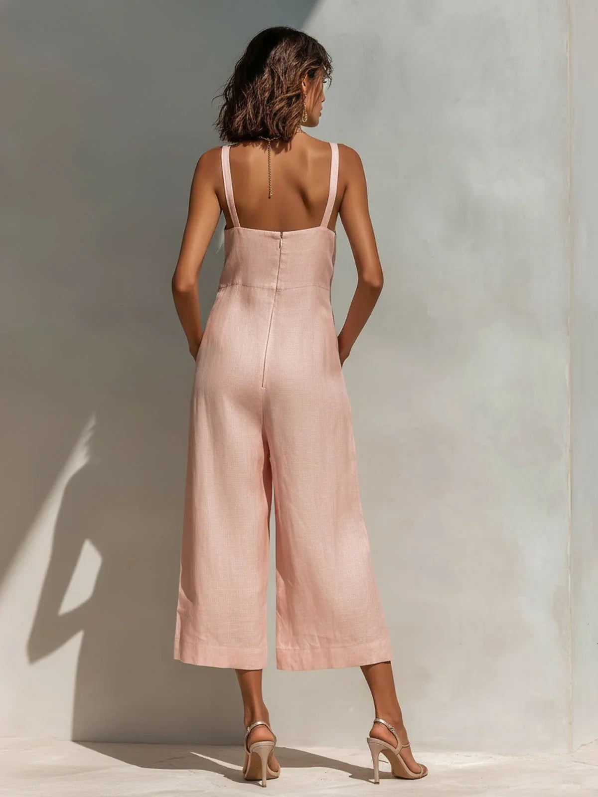Simone | Linen-Cotton Wide-Leg Jumpsuit