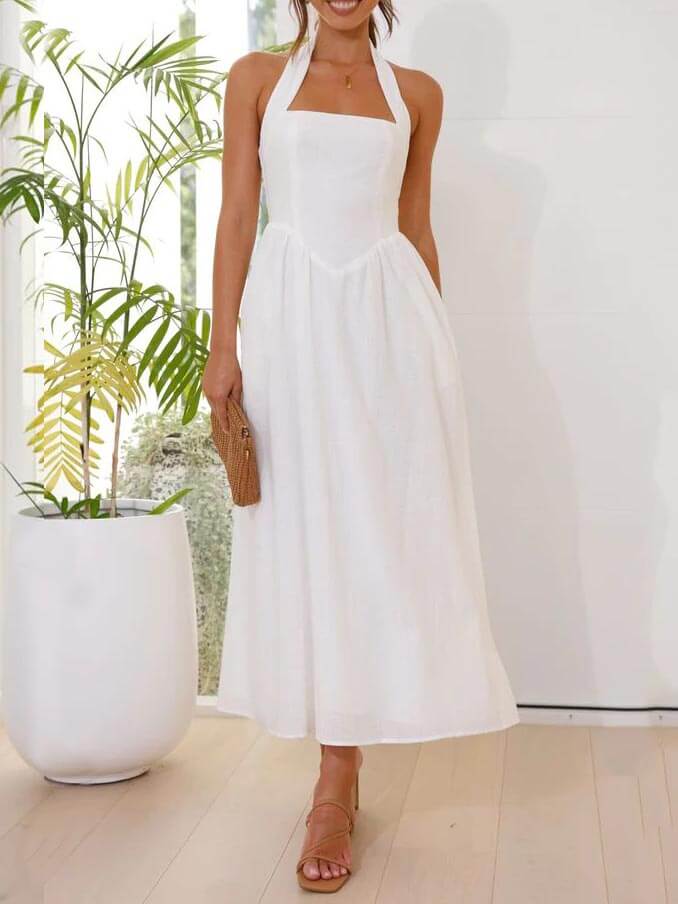 Odile | Halter Neck Midi Dress – Wells & Rose