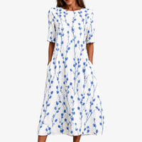 Blue Meadow Breeze Pocket Midi Dress